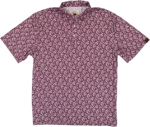 Lazy J Ranch Wear Men's Floral Print Performance Polo Shirt - Purple with Pearl Snap Buttons - Golf Shirts for Men in Saudi Arabia