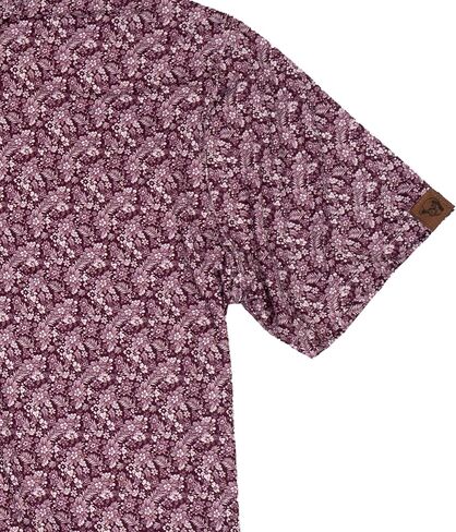 Lazy J Ranch Wear Men's Floral Print Performance Polo Shirt - Purple with Pearl Snap Buttons - Golf Shirts for Men in Saudi Arabia