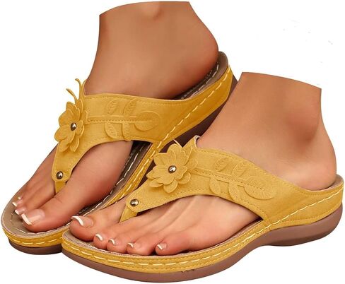 Orthopedic Wedge Sandals For Women 2026,Dressy Flower Arch Support Flip Flops Wedges Platform Sandal Casual Comfortable Slip On Thong Slippers Summer Beach Vacation Walking Shoe in Kuwait