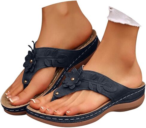 Orthopedic Wedge Sandals For Women 2026,Dressy Flower Arch Support Flip Flops Wedges Platform Sandal Casual Comfortable Slip On Thong Slippers Summer Beach Vacation Walking Shoe in Kuwait