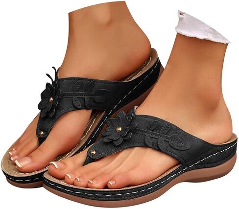 Orthopedic Wedge Sandals For Women 2026,Dressy Flower Arch Support Flip Flops Wedges Platform Sandal Casual Comfortable Slip On Thong Slippers Summer Beach Vacation Walking Shoe in Kuwait