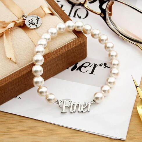 Zeta Sorority Women Jewelry Stainless Steel Letter Finer Bracelet Pearl Strand in Saudi Arabia