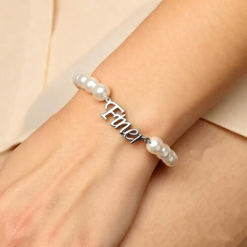 Zeta Sorority Women Jewelry Stainless Steel Letter Finer Bracelet Pearl Strand in Saudi Arabia