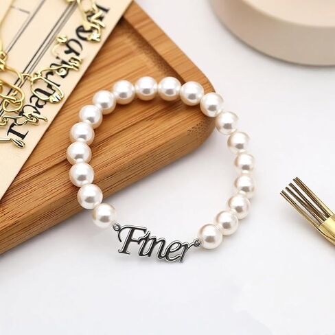 Zeta Sorority Women Jewelry Stainless Steel Letter Finer Bracelet Pearl Strand in Saudi Arabia