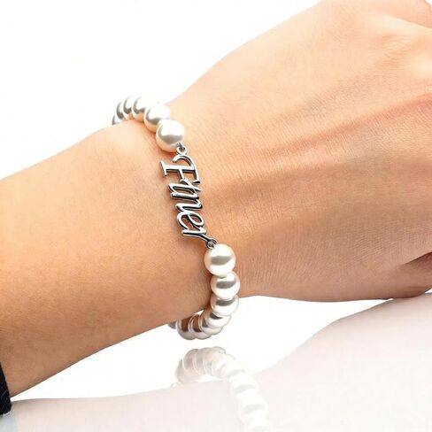 Zeta Sorority Women Jewelry Stainless Steel Letter Finer Bracelet Pearl Strand in Saudi Arabia