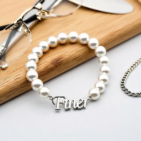 Zeta Sorority Women Jewelry Stainless Steel Letter Finer Bracelet Pearl Strand in Saudi Arabia