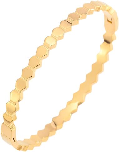 18K Gold Plated Bangles for Women – Hexagon Honeycomb Stainless Steel Cuff in Kuwait