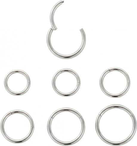 6Pcs Nose Rings Hoops Set for Women Men-316L Surgical Steel 18 Gauge Nose Hoop Clicker Septum Nose Ring Lip Helix Cartilage Hoop Earring Daith Rook Conch for Body Piercing Jewelry 6mm 7mm 8mm 9mm 10mm 12mm in Saudi Arabia