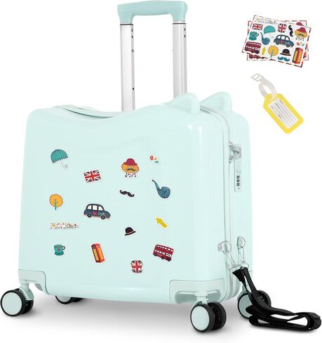 advwin 20" Kids Ride-On Travel Suitcase, Cute Ear Toddler Carry on Luggage with Spinner Wheels & Anti-Lose Rope, Lightweight Trolly Luggage with Combination Lock (Pink Rope) in Saudi Arabia