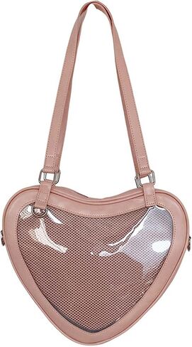 Heart-Shaped Ita Bag Clear Window Shoulder Bag Anime Pin Display Crossbody Handbag in Saudi Arabia