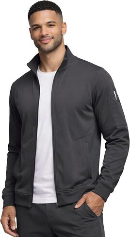 M&M SCRUBS Men’s Cool Stretch Zip Up Scrub Jacket – Lightweight Warm-Up Medical Jacket with 3 Pockets in Saudi Arabia