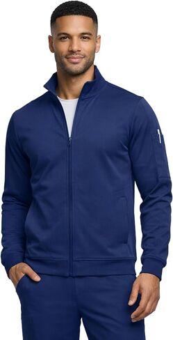 M&M SCRUBS Men’s Cool Stretch Zip Up Scrub Jacket – Lightweight Warm-Up Medical Jacket with 3 Pockets in Saudi Arabia