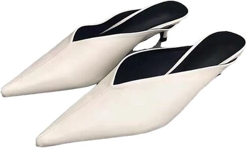 Women's Pointed Toe PU Low Heel Mules Slip On Platform Casual Dress Slide Sandals Comfortable Outdoor Shoes in Saudi Arabia