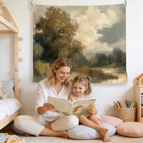 LADOCK ريفي الغابات المناظر الطبيعية نسيج الجدار، Cottagecore الريف الخور بوش الطبيعة مشهد نسيج الجدار شنقا ديكور للمنزل غرفة نوم غرفة المعيشة مكتب، 50x60 بوصة in Kuwait