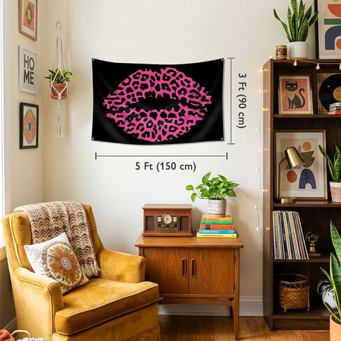 Pink Leopard Lips Tapestry 3x5 Ft Wall Hanging Tapestries Room Art Aesthetic Decor for Home Office Bedroom Living Room Dorm in Saudi Arabia
