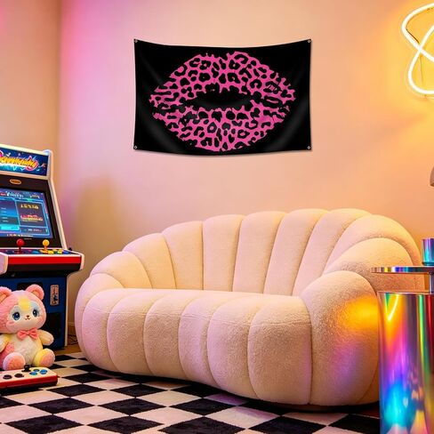 Pink Leopard Lips Tapestry 3x5 Ft Wall Hanging Tapestries Room Art Aesthetic Decor for Home Office Bedroom Living Room Dorm in Saudi Arabia