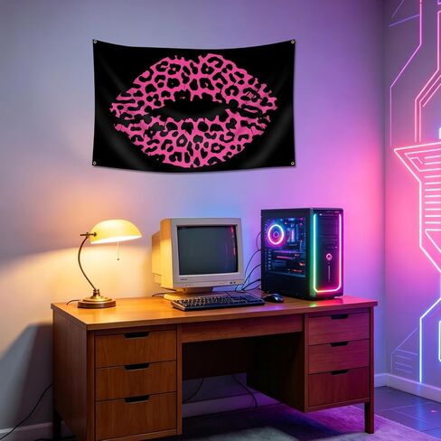 Pink Leopard Lips Tapestry 3x5 Ft Wall Hanging Tapestries Room Art Aesthetic Decor for Home Office Bedroom Living Room Dorm in Saudi Arabia