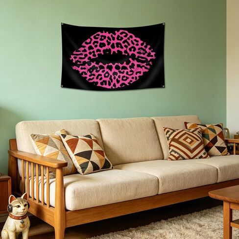 Pink Leopard Lips Tapestry 3x5 Ft Wall Hanging Tapestries Room Art Aesthetic Decor for Home Office Bedroom Living Room Dorm in Saudi Arabia