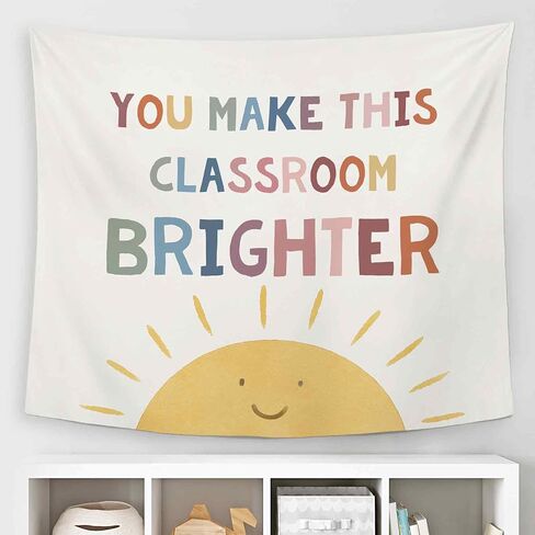 Dimurela Classroom Sun Tapestry, Inspirational You Make This Classroom Brighter Wall Tapestry Hanging Decor Art for Bedroom Playroom, Nursery Kids Toddler Room Decor Artwork for School 50x60in in Saudi Arabia