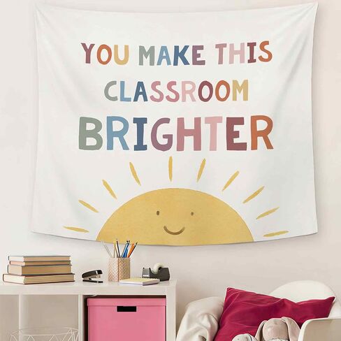 Dimurela Classroom Sun Tapestry, Inspirational You Make This Classroom Brighter Wall Tapestry Hanging Decor Art for Bedroom Playroom, Nursery Kids Toddler Room Decor Artwork for School 50x60in in Saudi Arabia