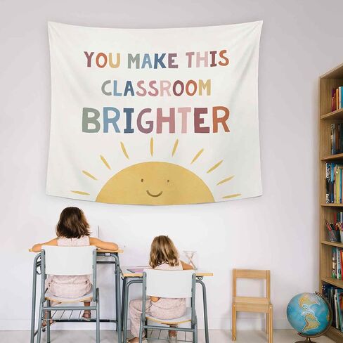 Dimurela Classroom Sun Tapestry, Inspirational You Make This Classroom Brighter Wall Tapestry Hanging Decor Art for Bedroom Playroom, Nursery Kids Toddler Room Decor Artwork for School 50x60in in Saudi Arabia