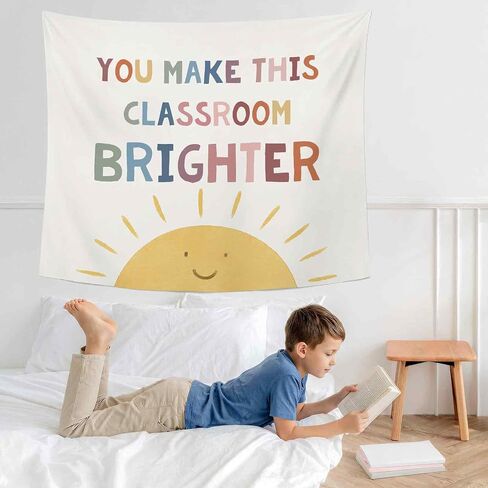 Dimurela Classroom Sun Tapestry, Inspirational You Make This Classroom Brighter Wall Tapestry Hanging Decor Art for Bedroom Playroom, Nursery Kids Toddler Room Decor Artwork for School 50x60in in Saudi Arabia