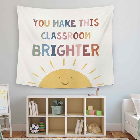 Dimurela Classroom Sun Tapestry, Inspirational You Make This Classroom Brighter Wall Tapestry Hanging Decor Art for Bedroom Playroom, Nursery Kids Toddler Room Decor Artwork for School 50x60in in Saudi Arabia
