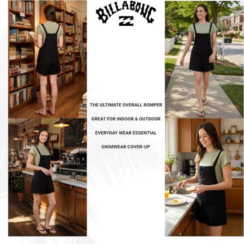 Billabong Women's Relaxed Fit Premium Quality Rayon Adjustable Short Jumpsuit Overall Romper in Kuwait