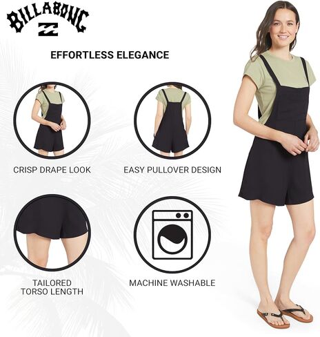 Billabong Women's Relaxed Fit Premium Quality Rayon Adjustable Short Jumpsuit Overall Romper in Kuwait