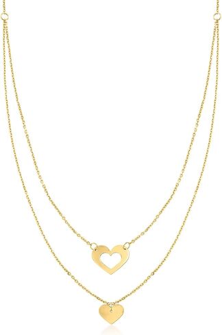 RS Pure by Ross-Simons Italian 14kt Yellow Gold Double-Heart Layered Necklace. 18 inches in Saudi Arabia