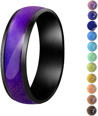 Mood Ring for Women Teens - 6mm Stainless Steel Temperature Sensative Color Changing Ring Mood Jewelry in Saudi Arabia