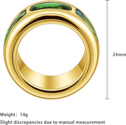 Wide Dome Band Bold Ring Chunky Green Zircon Cocktail Ring Stackable Statement Jewelry for Women Size 7 in Saudi Arabia