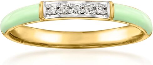 Ross-Simons Pastel Green Enamel Ring With Diamonds in 18kt Gold Over Sterling in Saudi Arabia