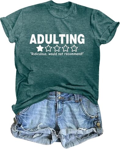 Funny T Shirts for Women Graphic Tees Adulting Would Not Recommend Print Sarcastic Shirt Loose Fit Tee Tops in Saudi Arabia