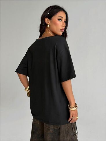 SweatyRocks Women's Goth Vintage T Shirts Graphic Tees Y2k Off The Shoulder Going Out Tops in Saudi Arabia