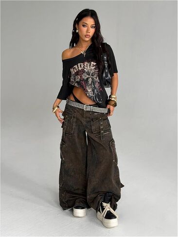 SweatyRocks Women's Goth Vintage T Shirts Graphic Tees Y2k Off The Shoulder Going Out Tops in Saudi Arabia