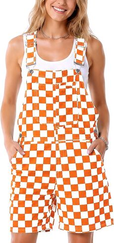 Mens Checkered Bibs Overalls Adult Cotton Denim Jeans Jumpsuits in Kuwait