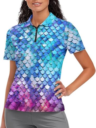 Women's UV Protection Shirts Quarter Zip Pullover Women Short Sleeve Golf Shirts Workout Tops in Kuwait
