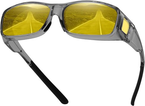HAOLOTA Night Vision Driving Over Glasses, Nighttime Glasses Men Women Anti Glare Yellow Tinted Lens Lightweight in Saudi Arabia