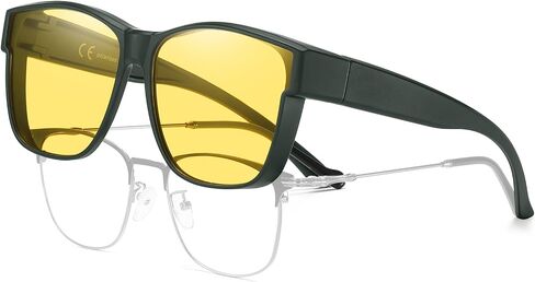 HAOLOTA Night Vision Driving Over Glasses, Nighttime Glasses Men Women Anti Glare Yellow Tinted Lens Lightweight in Saudi Arabia