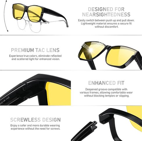 HAOLOTA Night Vision Driving Over Glasses, Nighttime Glasses Men Women Anti Glare Yellow Tinted Lens Lightweight in Saudi Arabia