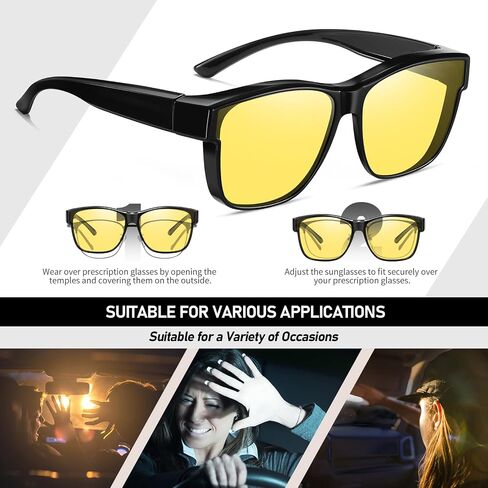 HAOLOTA Night Vision Driving Over Glasses, Nighttime Glasses Men Women Anti Glare Yellow Tinted Lens Lightweight in Saudi Arabia