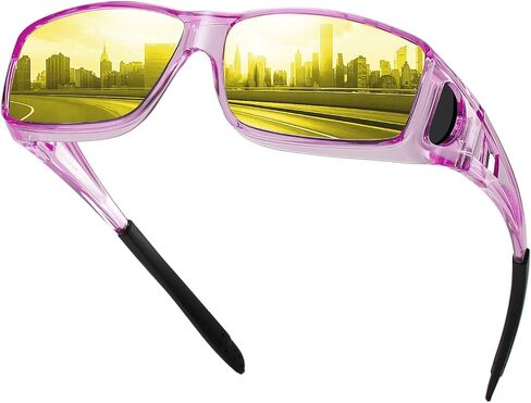 HAOLOTA Night Vision Driving Over Glasses, Nighttime Glasses Men Women Anti Glare Yellow Tinted Lens Lightweight in Saudi Arabia