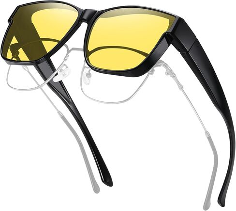 HAOLOTA Night Vision Driving Over Glasses, Nighttime Glasses Men Women Anti Glare Yellow Tinted Lens Lightweight in Saudi Arabia