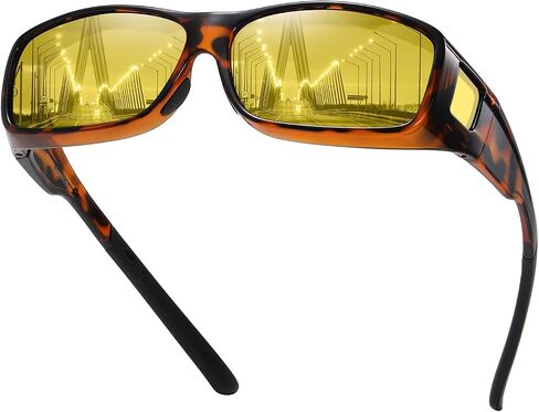 HAOLOTA Night Vision Driving Over Glasses, Nighttime Glasses Men Women Anti Glare Yellow Tinted Lens Lightweight in Saudi Arabia