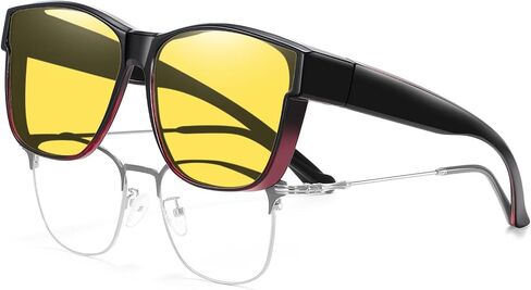 HAOLOTA Night Vision Driving Over Glasses, Nighttime Glasses Men Women Anti Glare Yellow Tinted Lens Lightweight in Saudi Arabia