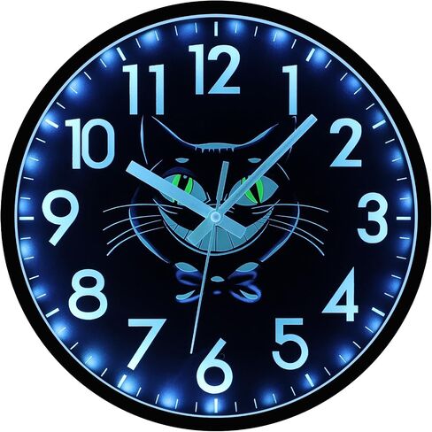 JoFomp Glow in The Dark Wall Clock 12 Inch, Silent Lighted Wall Clocks Battery Operated, Astronaut Night Light Wall Clock for Bedroom, LED Sound Control Light Up Wall Clocks for Living Room Decor in Saudi Arabia