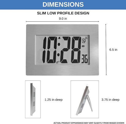 Atomic Digital Wall Clock Large Display Battery Operated | Large Number Digital Clock Easy Read 3.5" LCD, Wall or Desk Clock, Alarm Snooze, 12/24 Hour for Kitchen Office Living Room in Saudi Arabia
