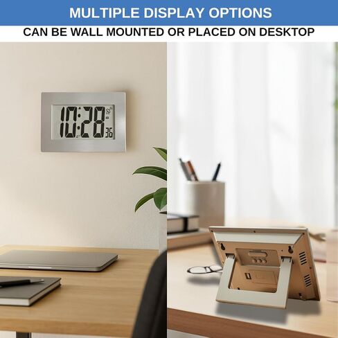 Atomic Digital Wall Clock Large Display Battery Operated | Large Number Digital Clock Easy Read 3.5" LCD, Wall or Desk Clock, Alarm Snooze, 12/24 Hour for Kitchen Office Living Room in Saudi Arabia