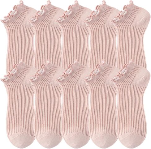 Cute Ruffle Socks for Women - 5 Pairs Lolita Lace Ruffled Ankle Socks Coquette Trim Thin Cotton Seamless Toe Frilly in Kuwait